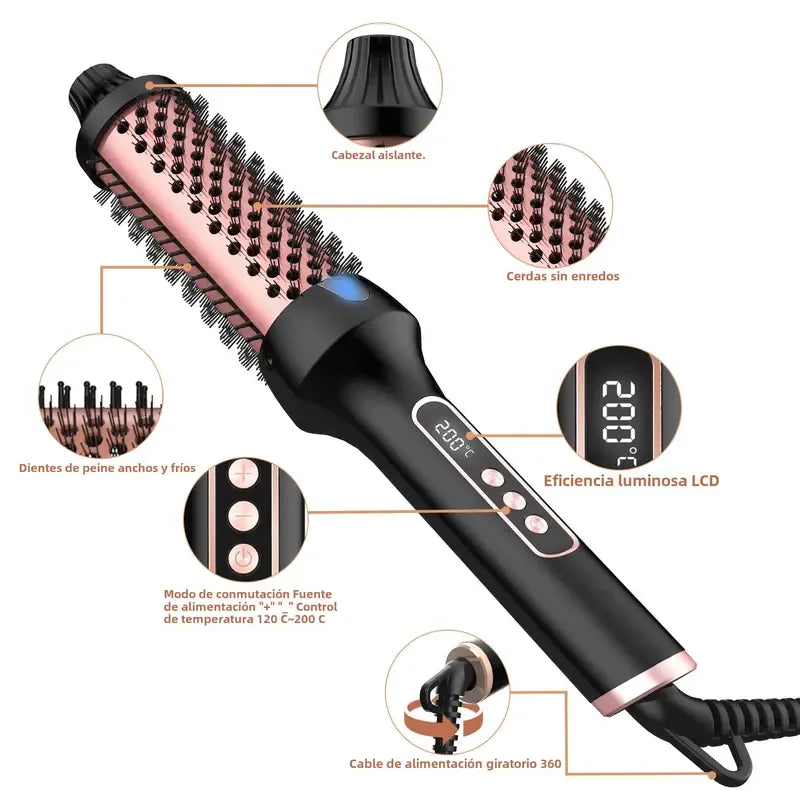 GlowBrush™ – Cepillo Rizador 3 en 1 con Brillo Iónico